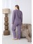 Kadın Kışlık Büyük Beden Curve Nakışlı Desenli Yakası Düğmeli Uzun Kollu Pijama Takımı 4