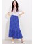 Kadın BDART Esnek Bel ile Dokulu Uzun Triko Etek Kobalt Mavisi 1