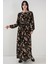 Kadın BDART Bağlamalı Desenli Maxi Elbise Black 1