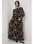 Kadın BDART Bağlamalı Desenli Maxi Elbise Black 3