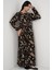 Kadın BDART Bağlamalı Desenli Maxi Elbise Black 4