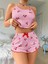 Pembe Kiraz Desenli Askılı Şortlu Pijama 1