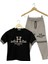 Erkek Çocuk %100 Pamuklu Kumaş T-Shirt/eşofman Alt Ikili Takım(Tam Kalıp) 2