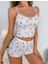 Beyaz Çilek Desenli Askılı Şortlu Pijama Takımı 1