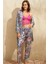 Saten Çiçek Baskılı Sabahlık Balensiz Desteksiz Dolgusuz Dantelli Bralet Sütyen ve Pantolon Pijama 3'lü Takım 1