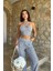 Vesna Keten Çizgili Crop Takım 9806-0025 5