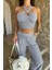 Vesna Keten Çizgili Crop Takım 9806-0025 6