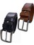 Erkek Kemer Seti 2’li %100 Hakiki Deri Siyah ve Taba Renk Şık ve Dayanıklı Tasarım 2
