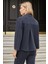 Kadın Modal Ipeksi Yakalı Kapri Kollu Cepli Pili Kaşeli Ceket Hırka Ceket -Lacivert 2