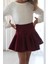 Kız Çocuk Mini Etek Pileli Çıtçıt Detaylı 7-12 Yaş, Bordo 3