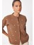 Kalp Nakışlı Şık Düğmeli Triko Hırka LNX0008 Kahverengi 2