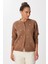 Kalp Nakışlı Şık Düğmeli Triko Hırka LNX0008 Kahverengi 3