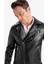 Su ve Rüzgar İtici Slim Fit Dar Kesim Mevsimlik Astarlı Fermuarlı İç Cepli Suni Deri Biker Mont C5715AX25AU 6