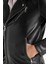 Su ve Rüzgar İtici Slim Fit Dar Kesim Mevsimlik Astarlı Fermuarlı İç Cepli Suni Deri Biker Mont C5715AX25AU 8