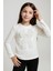 Kız Çocuk Uzun Kollu Tişört Fiyonk Aksesuarlı 8-12 Yaş, Ekru 1
