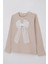 Kız Çocuk Uzun Kollu Tişört Fiyonk Aksesuarlı 8-12 Yaş, Bej 3