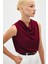 Degaje Yaka Kolsuz Bluz - Bordo 1