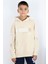 Erkek Çocuk Sweatshirt Kapüşonlu Kanguru Cepli 9-16 Yaş, Krem 1
