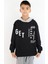 Girls & Boys Erkek Çocuk Sweatshirt Kapüşonlu Yazı Baskılı 8-14 Yaş, Siyah 1