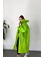 Kadın Yeşil Çıt Çıt Detay Şeffaf Yağmurluk 2