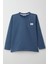 Erkek Çocuk Uzun Kollu Tişört Cool Yazı Armalı Cepli 4-8 Yaş, Indigo 1