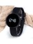 Mat Siyah Yuvarlak Dijital LED Ekran Unisex Saat 38 mm Siyah Silikon Kordon Suya Dayanıklı 1