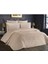Kadife Yatak Örtüsü Çift Kişilik Pamuk Düz Desen Bej Renk 3'lü Paket 2