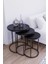 3'lü Siyah Ayak Siyah Tabla Zigon Servis Salon Sehpa 1