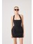 Boyundan Askılı Cepli Mini Yerry Elbise Siyah 2