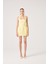 Boyundan Askılı Cepli Mini Yerry Elbise Sarı 1