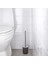 5'li Banyo Seti Çöp Kovası (Çelik) - Diş Fırçalık Sabunluk Tuvalet Fırçası (Porselen) Siyah 4