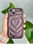 Apple Iphone 13 ve 14 Uyumlu 3D Mat Kabartma Kalp Desenli Kamera Korumalı Silikon Kılıf 1