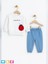 Kız Çocuk Bebek 2li Takım Alt Üst Swaetshirt Jean Kombin 6-9-12-18 Ay 1