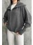 Antrasit Devrik Yaka Fermuarlı Triko Hırka 3