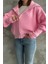 Pembe Devrik Yaka Fermuarlı Triko Hırka 2