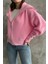 Pembe Devrik Yaka Fermuarlı Triko Hırka 3