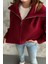 Bordo Devrik Yaka Fermuarlı Triko Hırka 4