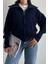 Lacivert Devrik Yaka Fermuarlı Triko Hırka 4