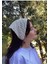 Beyaz Renkli File Model Bandana, El Yapımı Örgü Bandana 2