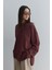 Kalın Katlamalı Sweatshirt Bordo 2