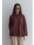 Kalın Katlamalı Sweatshirt Bordo 4