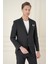 Slim Fit Torba Cep Esnek Spandex Karışımlı Düz Siyah Blazer Ceket C 696 3