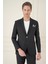 Slim Fit Torba Cep Esnek Spandex Karışımlı Düz Siyah Blazer Ceket C 696 4