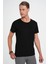 Comfort Fit Bisiklet Yaka Esnek Pamuk Düz Siyah Tişört Ts 915 2