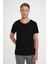 Comfort Fit Bisiklet Yaka Esnek Pamuk Düz Siyah Tişört Ts 915 3