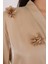 Çiçekli Aplikeli Abaya Koyu Bej 4