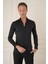 Slim Fit Düğmeli Yaka Esnek Pamuk Klasik Siyah Gömlek Gk 727 2