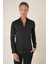 Slim Fit Düğmeli Yaka Esnek Pamuk Klasik Siyah Gömlek Gk 727 3