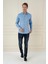 Slim Fit Dokulu %100 Pamuk Mavi Gömlek G 1584 1