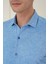 Slim Fit Dokulu %100 Pamuk Mavi Gömlek G 1584 4